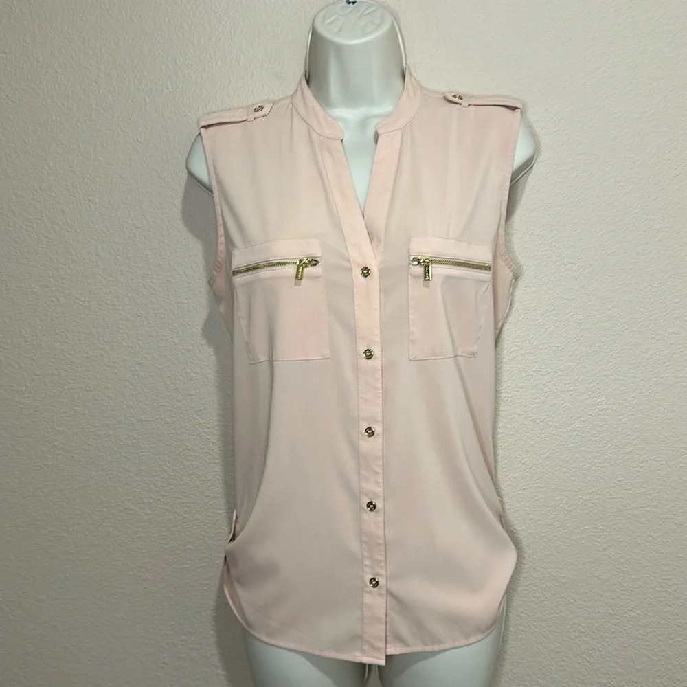 CALVIN KLEIN Sleeveless Button Down Blouse, Size S, EUC